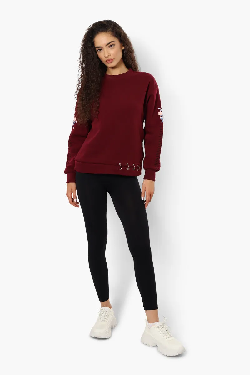 Lili Sport Crewneck Sleeve Detail Sweatshirt - Burgundy sold by Fairweather product image thumbnail 2