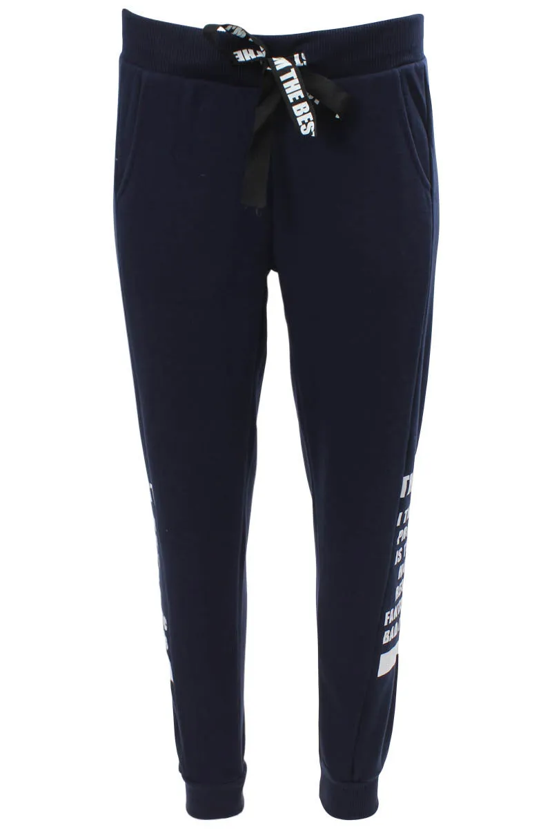 New Look Solid Side Print Sweatpants - Navy sold by Fairweather