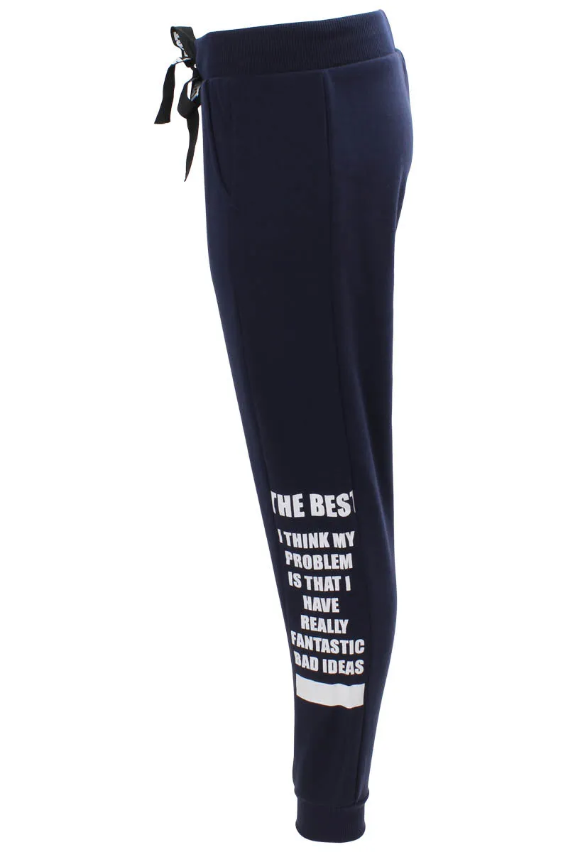 New Look Solid Side Print Sweatpants - Navy sold by Fairweather product image thumbnail 2