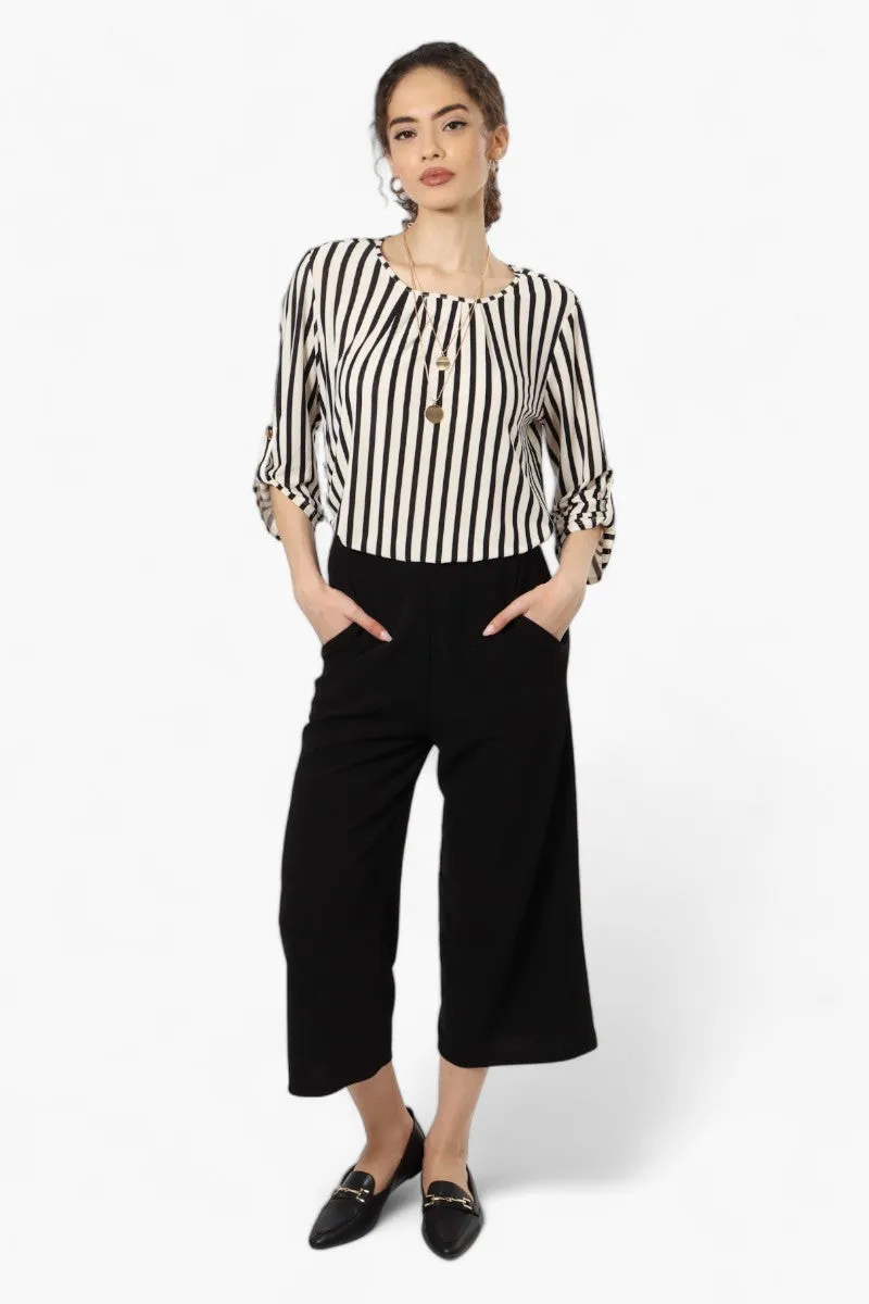 Beechers Brook Striped Roll Up Sleeve Necklace Blouse - Cream sold by Fairweather product image thumbnail 2