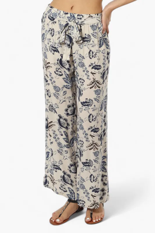 Beechers Brook Floral Belted Palazzo Pants - Cream sold by Fairweather