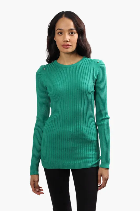 Limite Ribbed Crewneck Pullover Sweater - Green sold by Fairweather