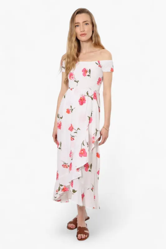 Impress Floral Smocked Top Maxi Dress - White sold by Fairweather