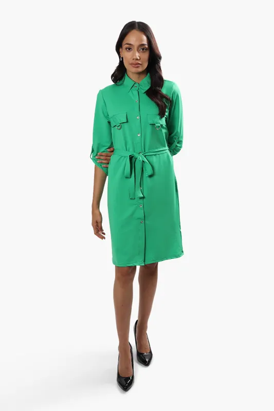 Beechers Brook Belted Button Up Day Dress - Green sold by Fairweather