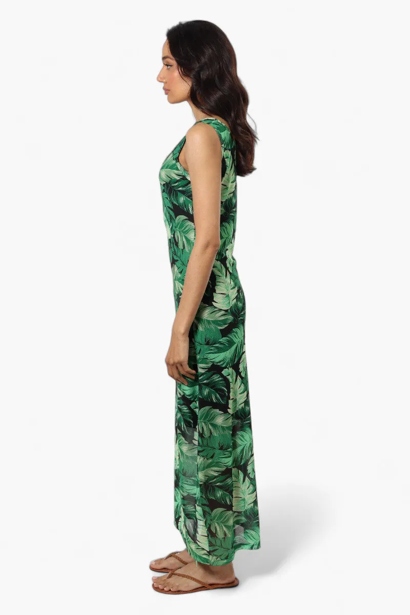Majora Leaf Pattern Mesh Maxi Dress - Green sold by Fairweather product image thumbnail 3