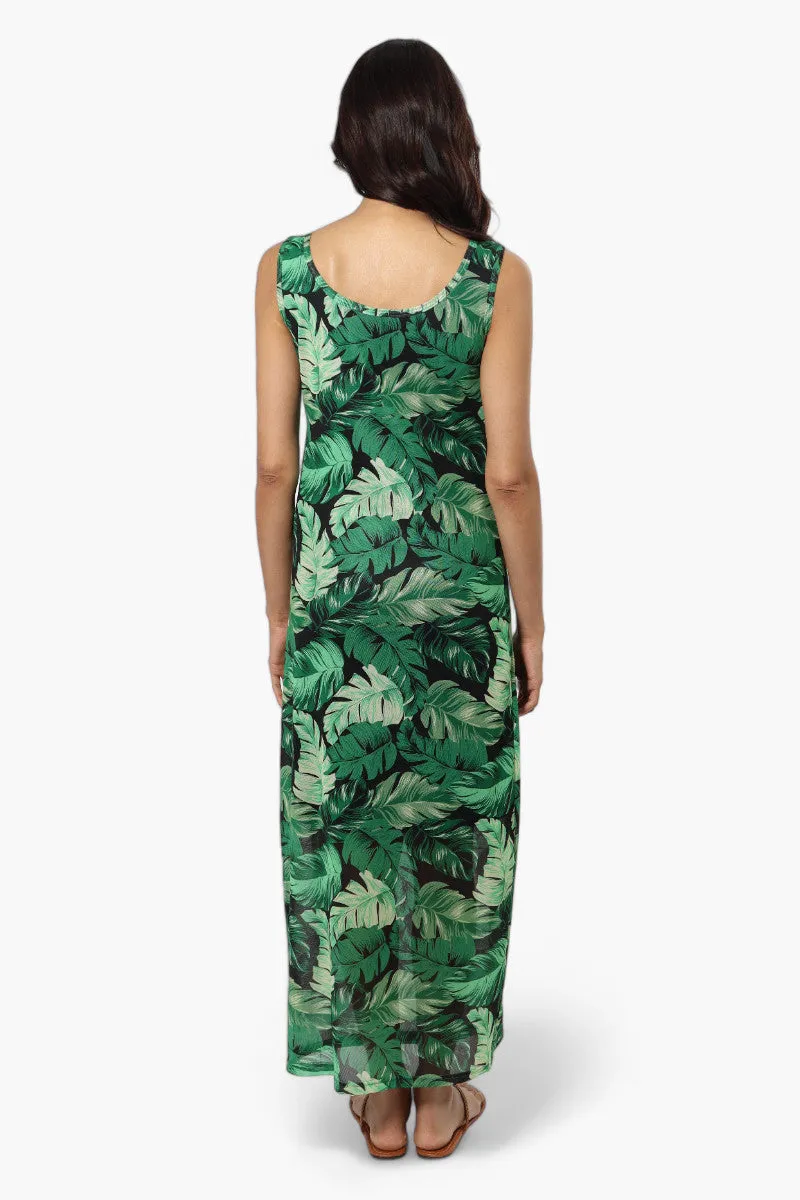Majora Leaf Pattern Mesh Maxi Dress - Green sold by Fairweather product image thumbnail 4