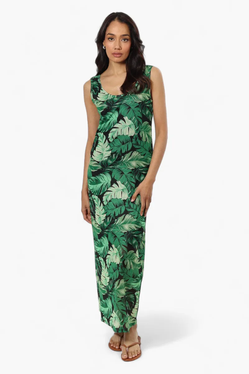Majora Leaf Pattern Mesh Maxi Dress - Green sold by Fairweather