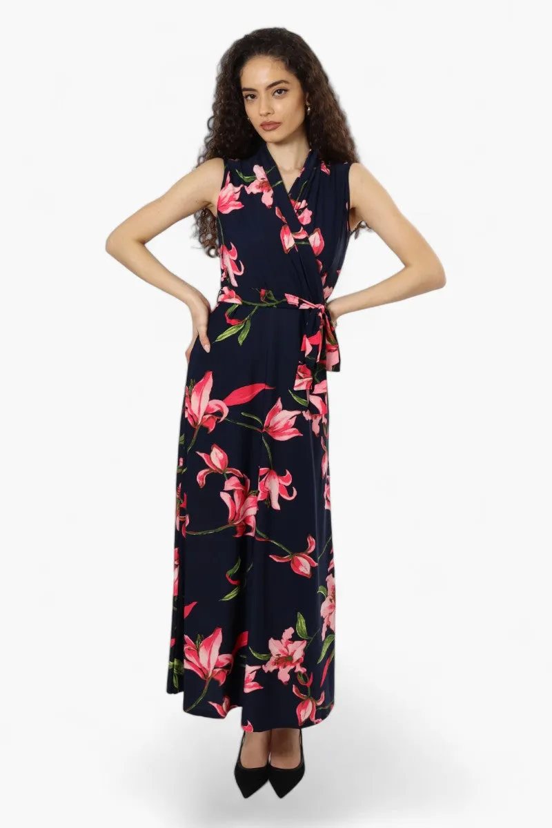 Beechers Brook Sleeveless Floral Crossover Maxi Dress - Navy sold by Fairweather