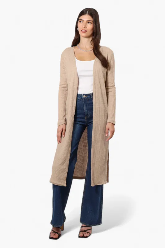 International INC Company Long Sleeve Side Slit Wrap Cardigan - Beige sold by Fairweather