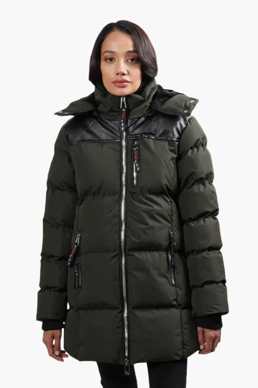 Canada Weather Gear Double Zipper Puffer Parka Jacket - Olive sold by Fairweather