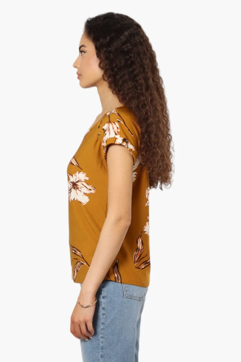 Beechers Brook Floral Pattern Short Sleeve Blouse - Mustard sold by Fairweather product image thumbnail 3