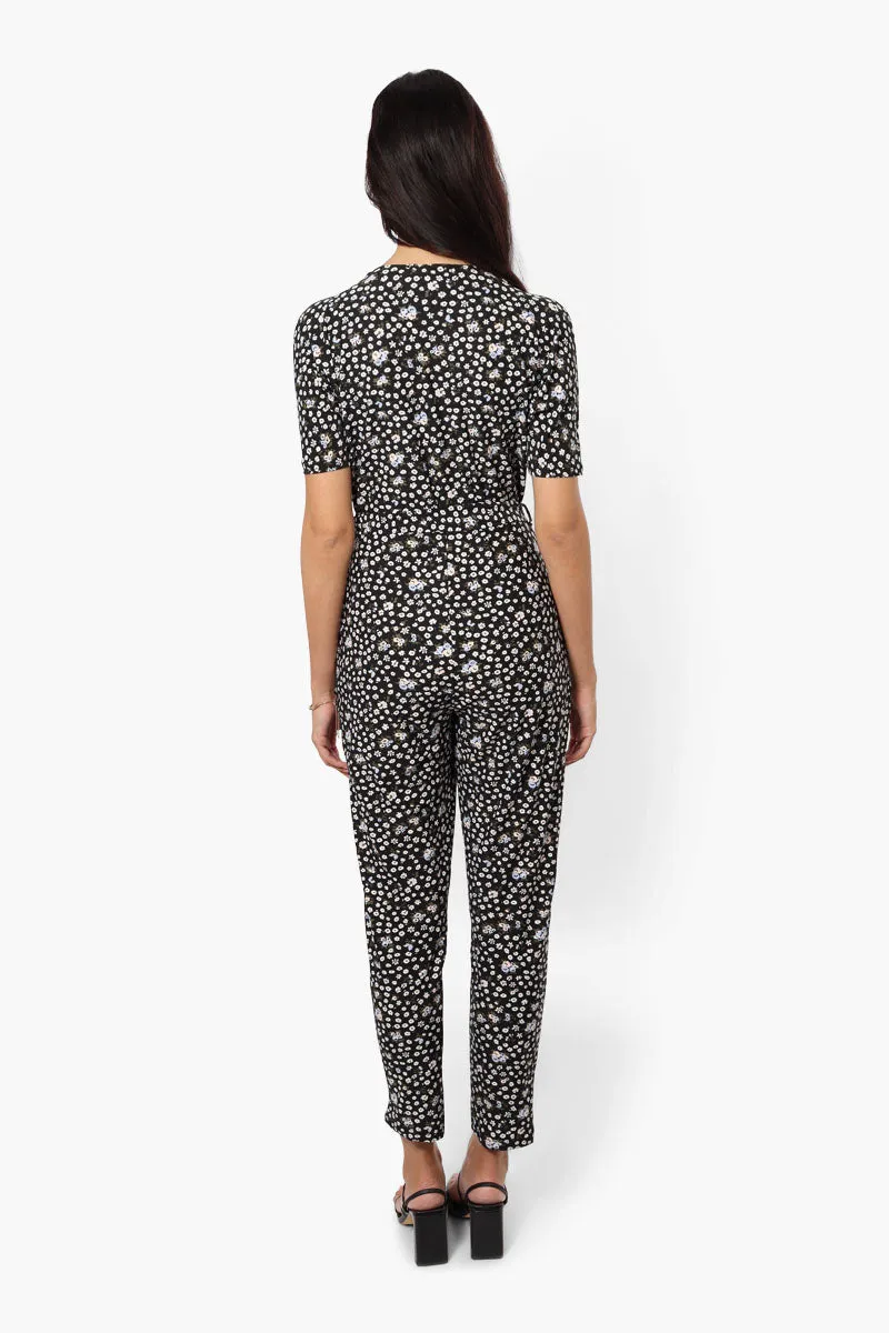 Limite Floral Cold Shoulder Belted Jumpsuit - Black sold by Fairweather product image thumbnail 4
