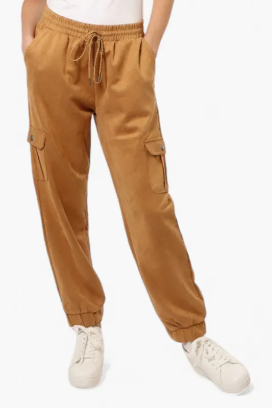 Beechers Brook Tie Waist Suede Cargo Jogger Pants - Caramel sold by Fairweather