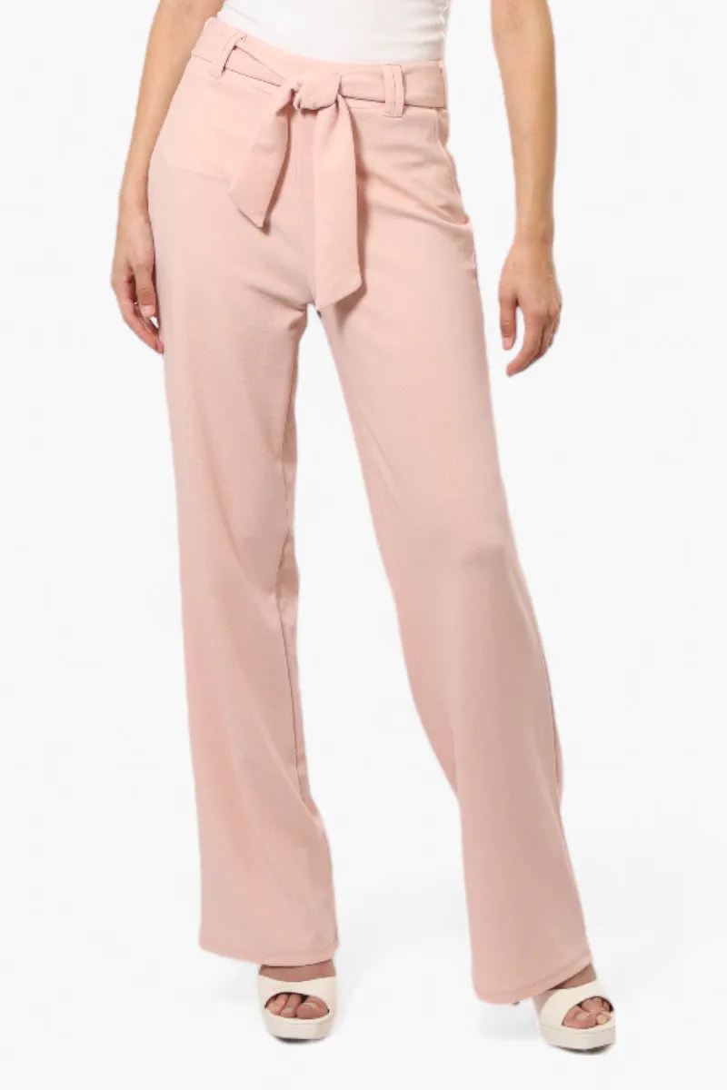 Limite Solid Belted Pants - Pink sold by Fairweather