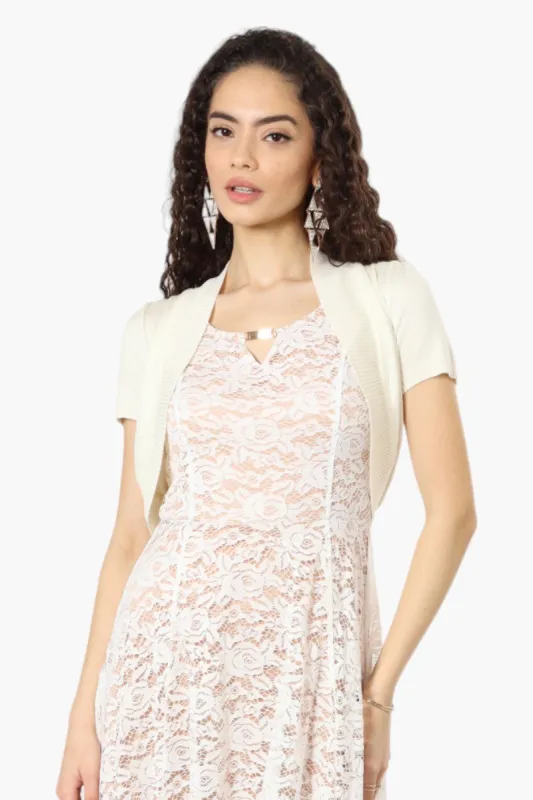 Impress Basic Cap Sleeve Shrug Cardigan - White sold by Fairweather