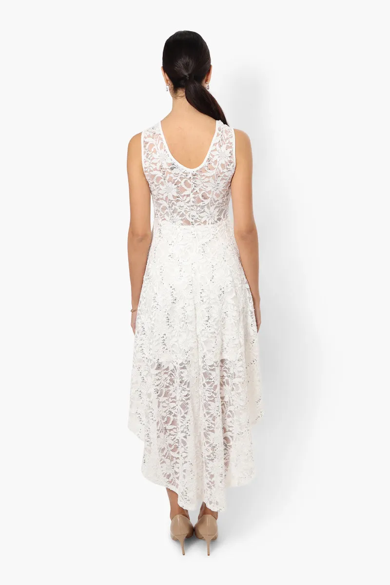 Limite High Low Lace Sequin Cocktail Dress - White sold by Fairweather product image thumbnail 4