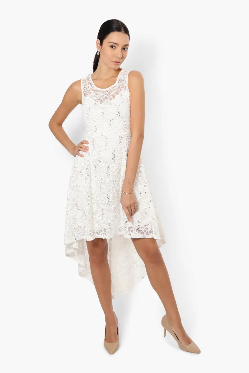Limite High Low Lace Sequin Cocktail Dress - White sold by Fairweather product image thumbnail 2