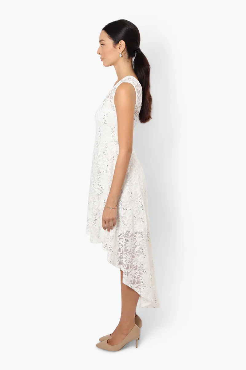 Limite High Low Lace Sequin Cocktail Dress - White sold by Fairweather product image thumbnail 3