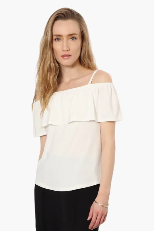 Beechers Brook Solid Flounce Tank Top - White sold by Fairweather