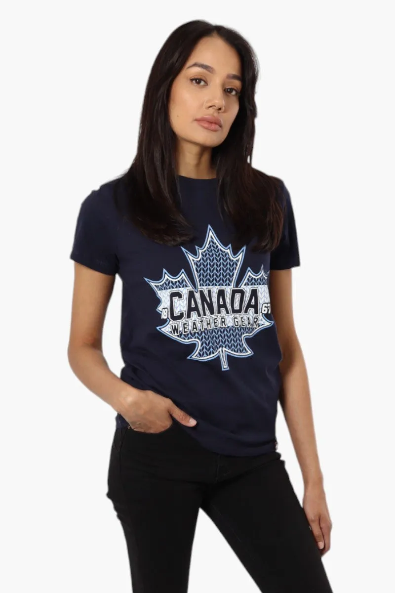 Canada Weather Gear Maple Leaf Print Tee - Navy sold by Fairweather