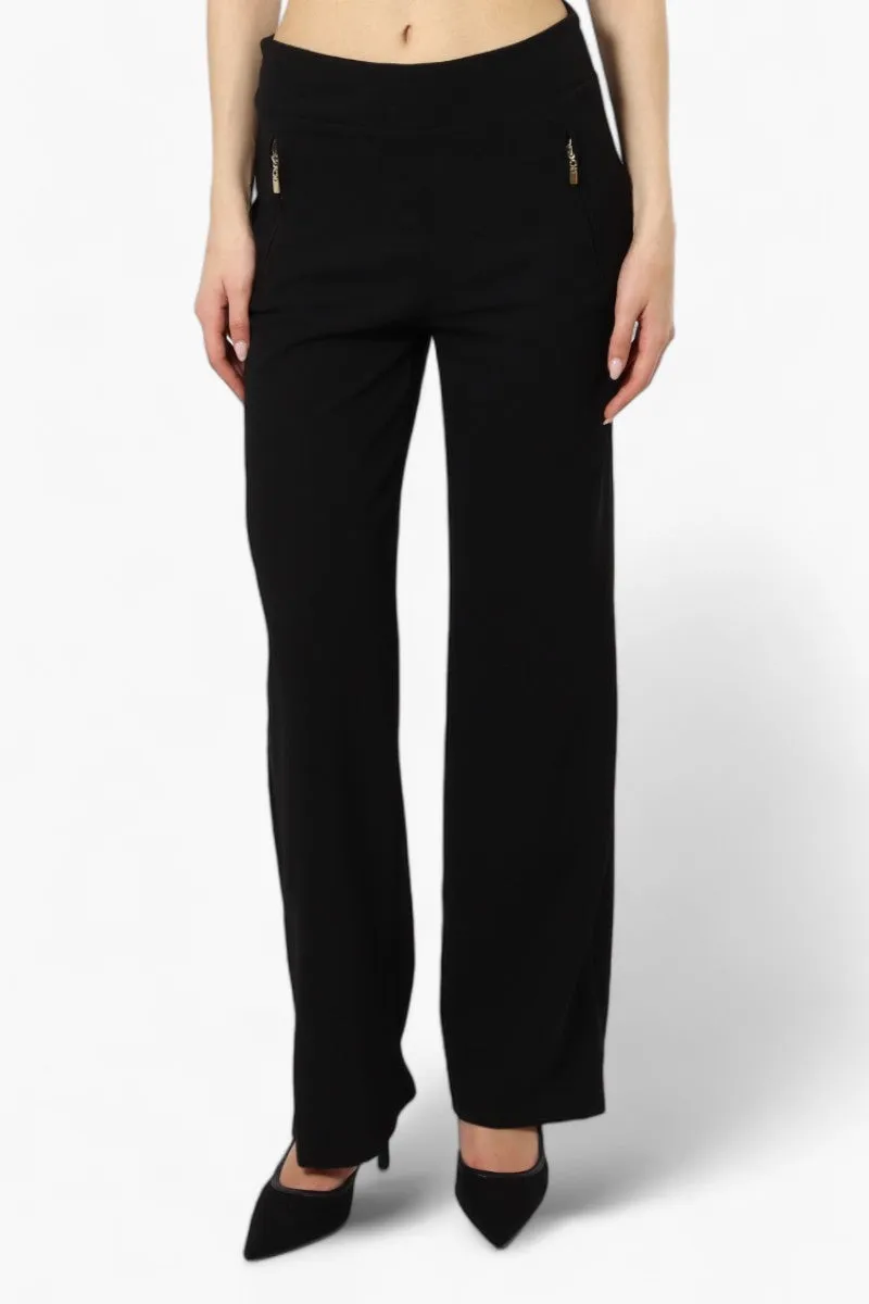 Limite Solid Basic Wide Leg Pants - Black sold by Fairweather