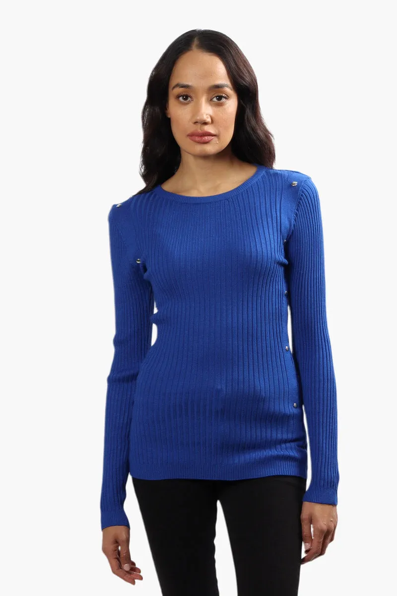 Limite Ribbed Crewneck Pullover Sweater - Blue sold by Fairweather