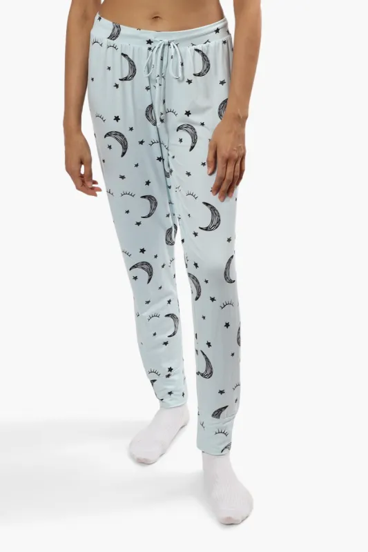 Cuddly Canuckies Moon Print Pajama Pants - Blue sold by Fairweather
