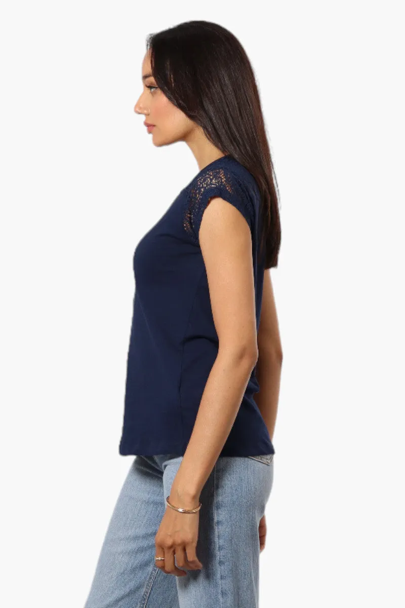 Majora Half Zip Lace Shoulder Tee - Navy sold by Fairweather product image thumbnail 3