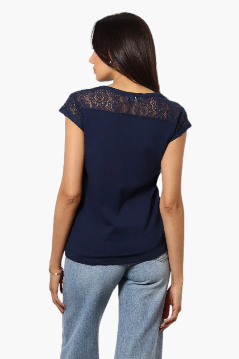 Majora Half Zip Lace Shoulder Tee - Navy sold by Fairweather product image thumbnail 4