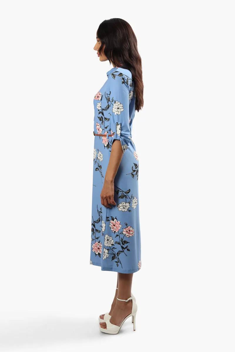 International INC Company Belted Floral Midi Dress - Blue sold by Fairweather product image thumbnail 3