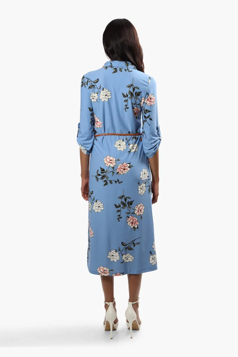 International INC Company Belted Floral Midi Dress - Blue sold by Fairweather product image thumbnail 4