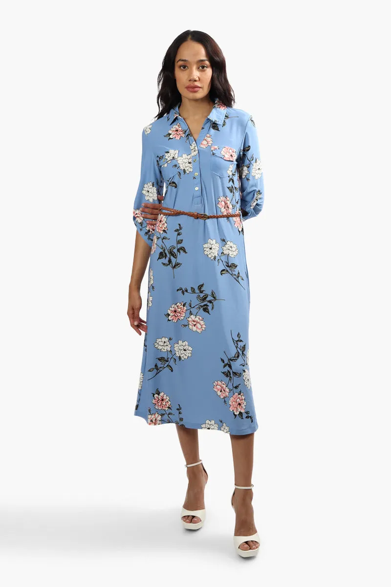 International INC Company Belted Floral Midi Dress - Blue sold by Fairweather product image thumbnail 2
