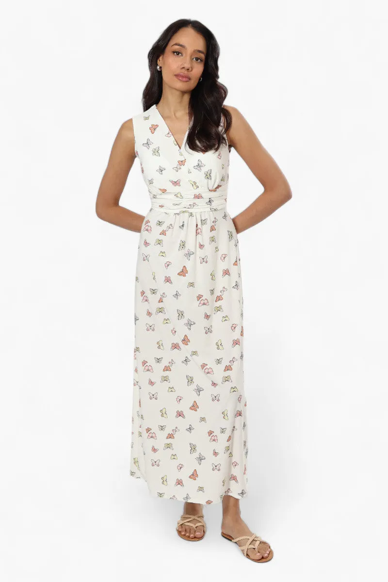 Beechers Brook Butterfly Pattern Belted Crossover Maxi Dress - White sold by Fairweather product image thumbnail 2
