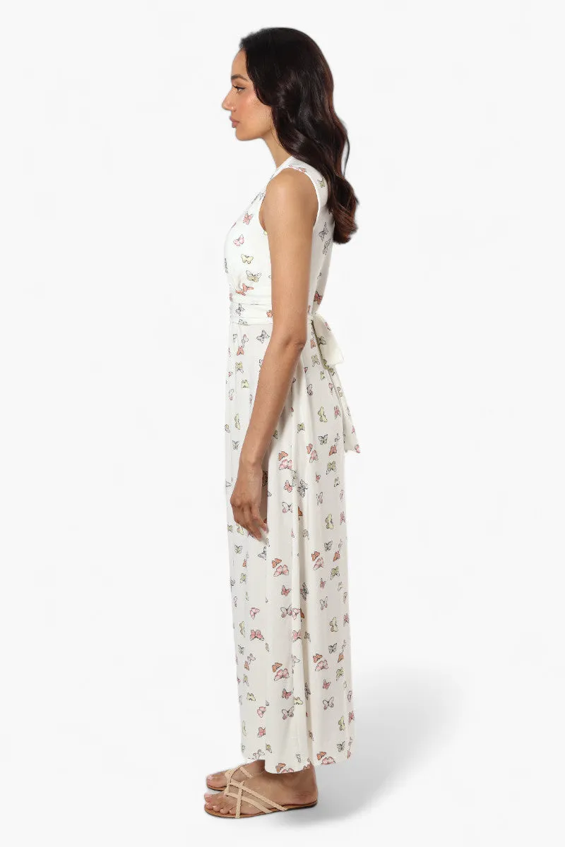Beechers Brook Butterfly Pattern Belted Crossover Maxi Dress - White sold by Fairweather product image thumbnail 3
