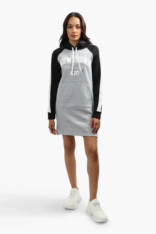 Fahrenheit New York Print Tunic Hoodie - Grey sold by Fairweather