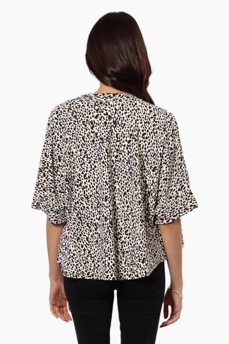 International INC Company Leopard Print Short Sleeve Wrap Cardigan - Beige sold by Fairweather product image thumbnail 4