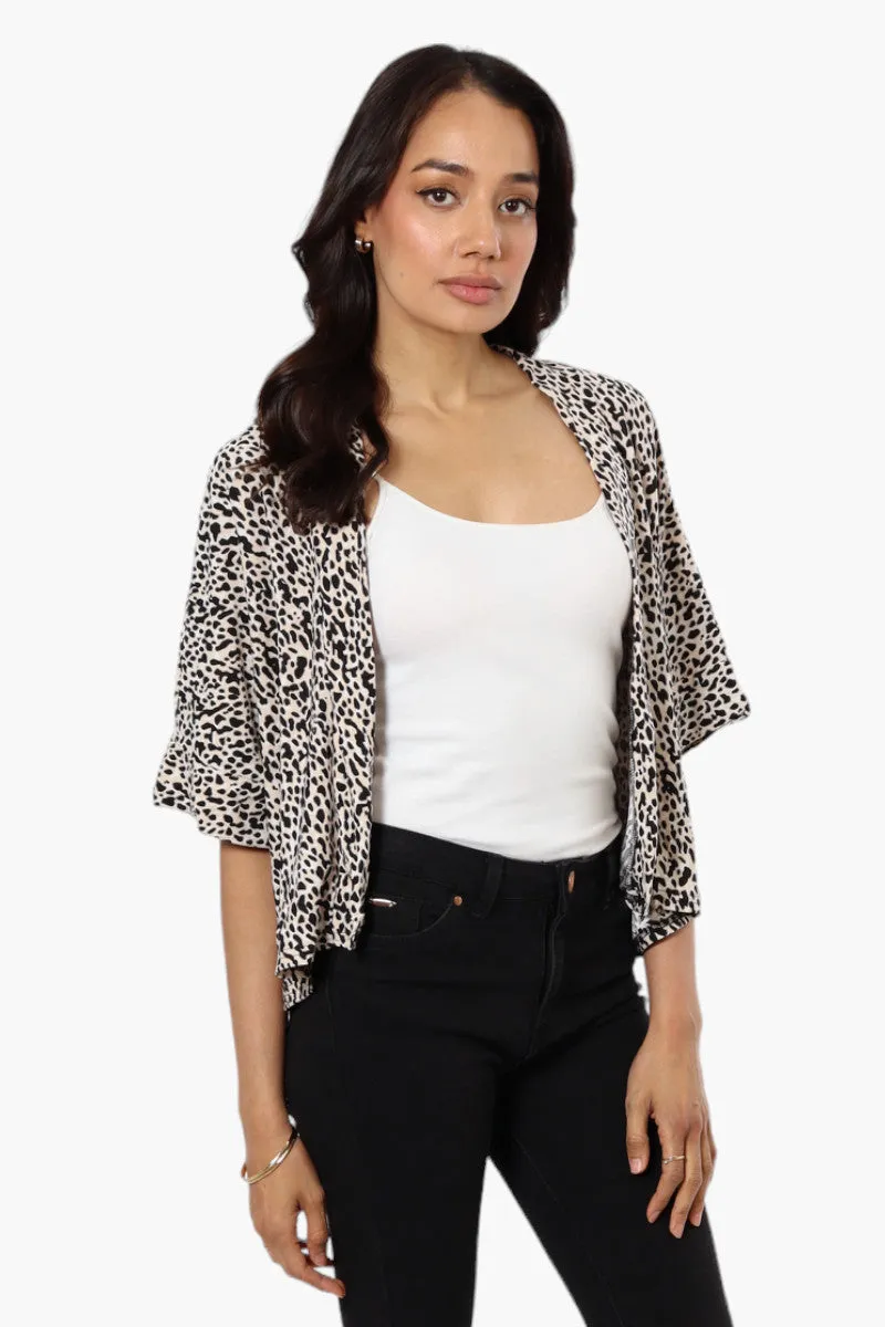 International INC Company Leopard Print Short Sleeve Wrap Cardigan - Beige sold by Fairweather