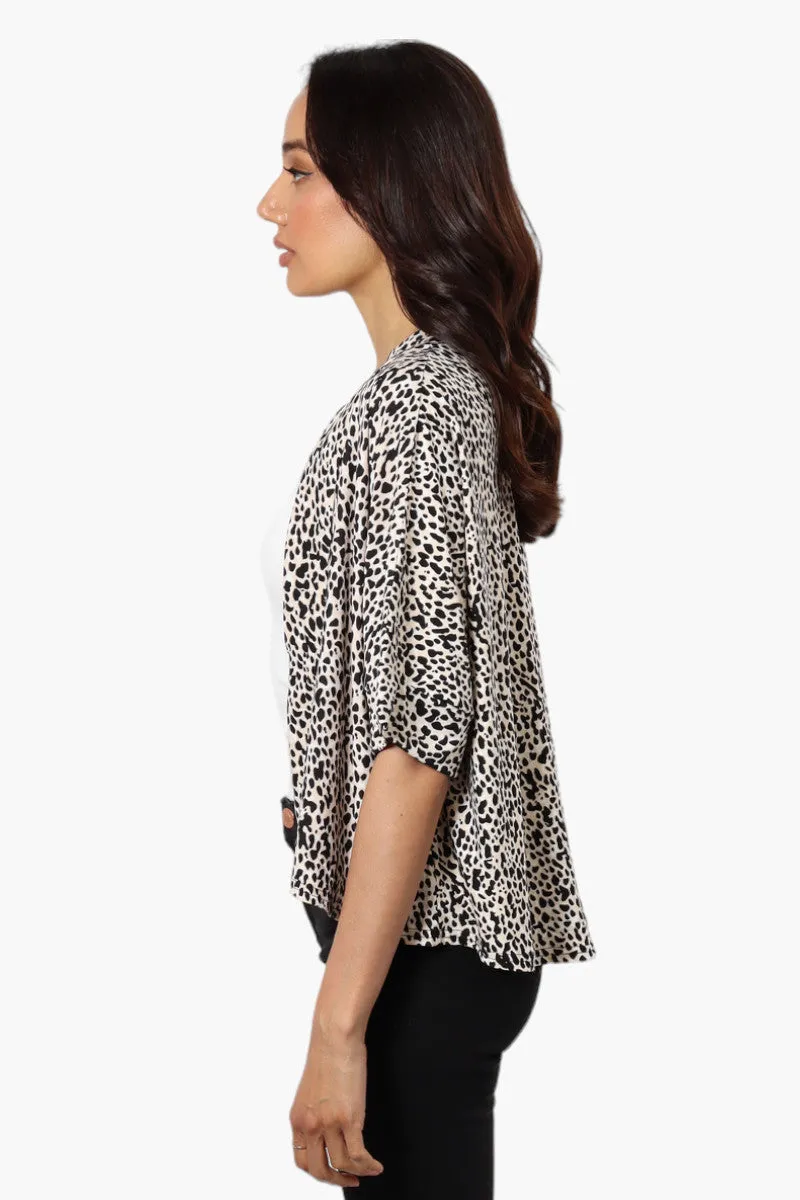 International INC Company Leopard Print Short Sleeve Wrap Cardigan - Beige sold by Fairweather product image thumbnail 3