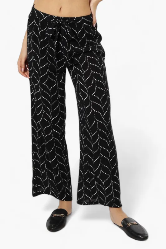 INC International Company Patterned Belted Palazzo Pants - Black sold by Fairweather