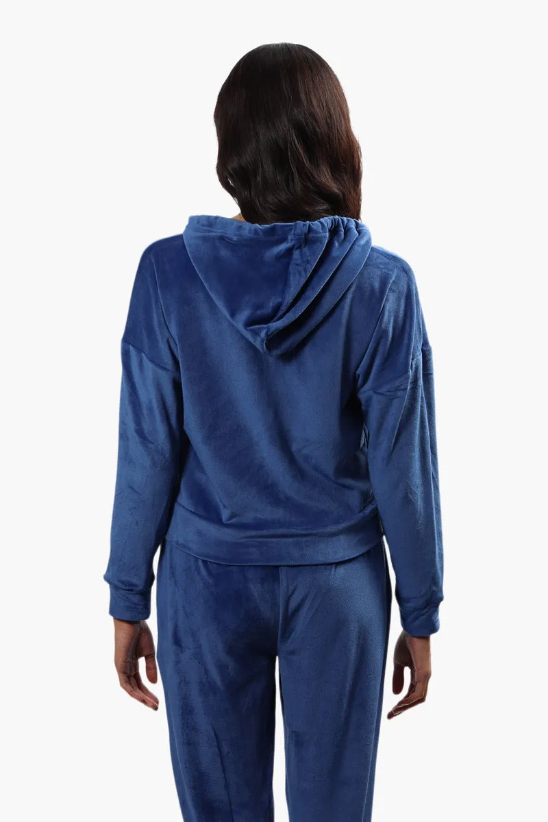 Mikk Velour Front Zip Hoodie - Blue sold by Fairweather product image thumbnail 4