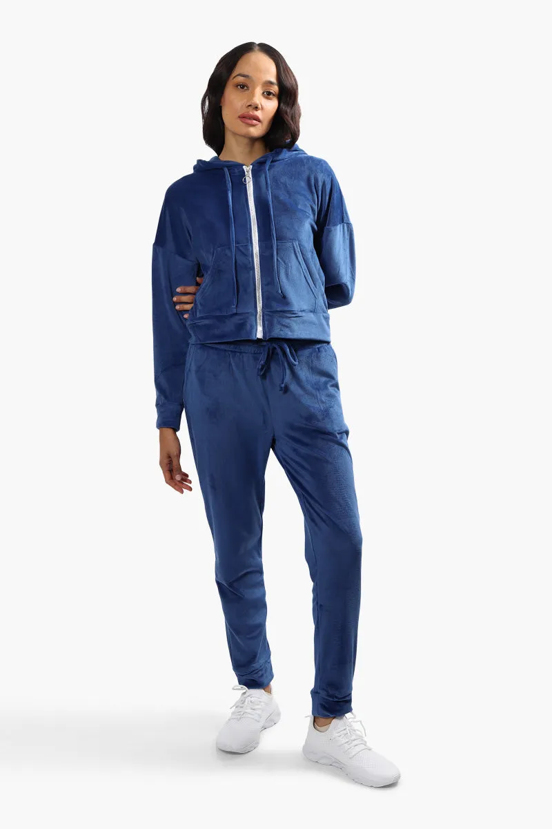Mikk Velour Front Zip Hoodie - Blue sold by Fairweather product image thumbnail 2