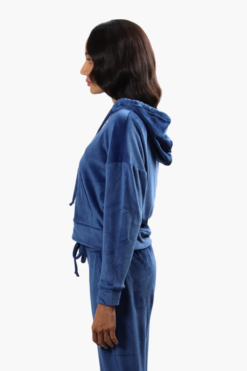 Mikk Velour Front Zip Hoodie - Blue sold by Fairweather product image thumbnail 3