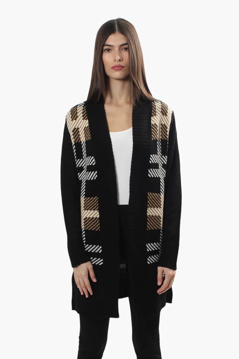 Canada Weather Gear Plaid Open Cardigan - Black sold by Fairweather