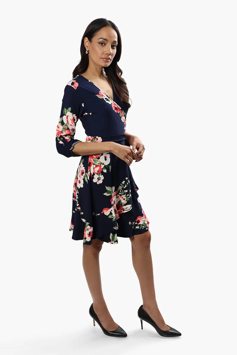 International INC Company Belted Floral Crossover Day Dress - Navy sold by Fairweather product image thumbnail 2