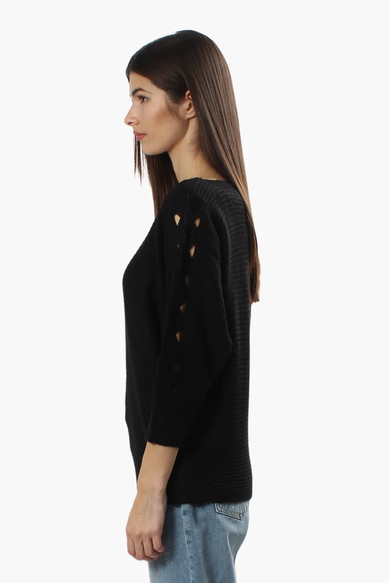 Majora Braided Sleeve Pullover Sweater - Black sold by Fairweather product image thumbnail 3