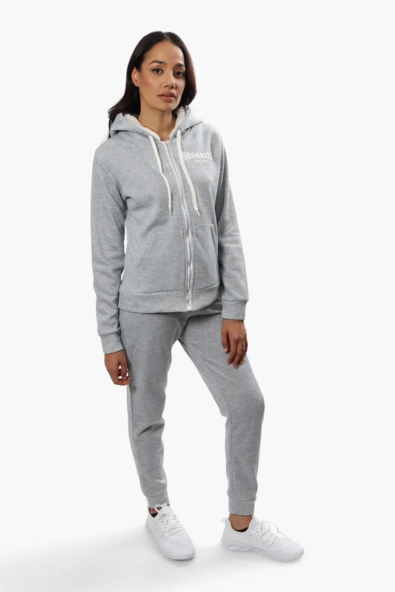 Fahrenheit Brooklyn Print Sherpa Hoodie - Grey sold by Fairweather product image thumbnail 2