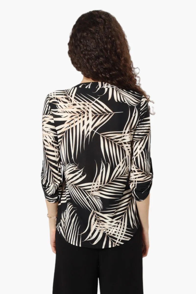 Beechers Brook Leaf Pattern Henley Shirt - Black sold by Fairweather product image thumbnail 4