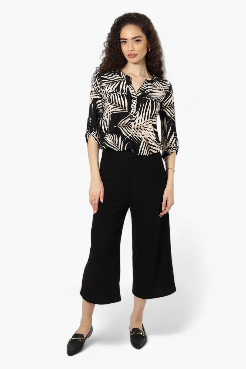 Beechers Brook Leaf Pattern Henley Shirt - Black sold by Fairweather product image thumbnail 2