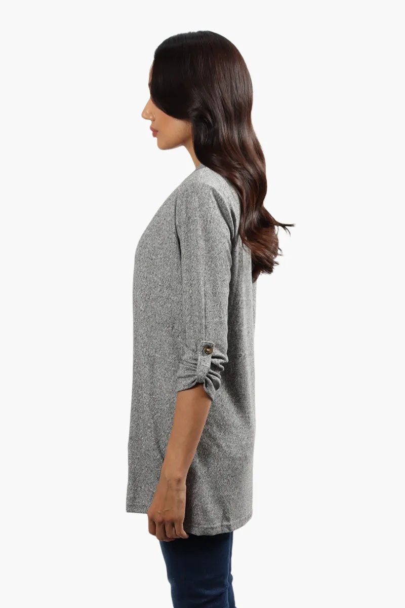 Runaway Bay Roll Up Sleeve Open Cardigan - Grey sold by Fairweather product image thumbnail 3