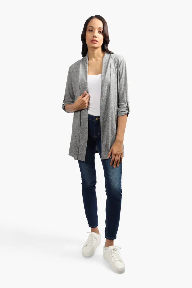 Runaway Bay Roll Up Sleeve Open Cardigan - Grey sold by Fairweather product image thumbnail 2